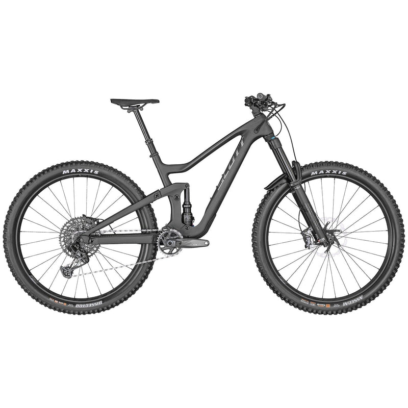 A black SCOTT Ransom 910 mountain bike with knobby tires and flat handlebars