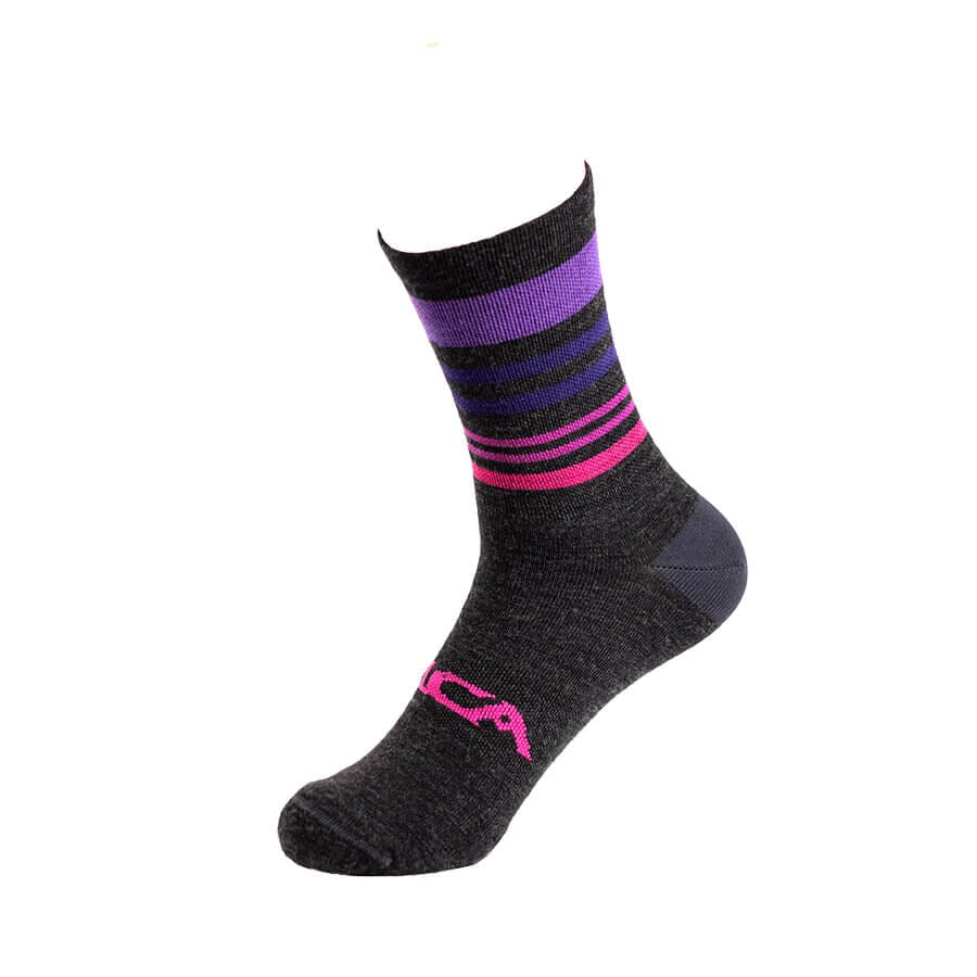 Silca Gravel Wool Sock Apparel Silca Pink/Grey Stripes S 