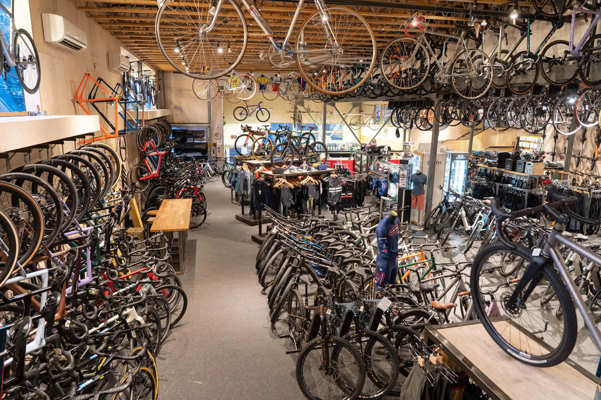A photo inside the Contender Bicycles store.