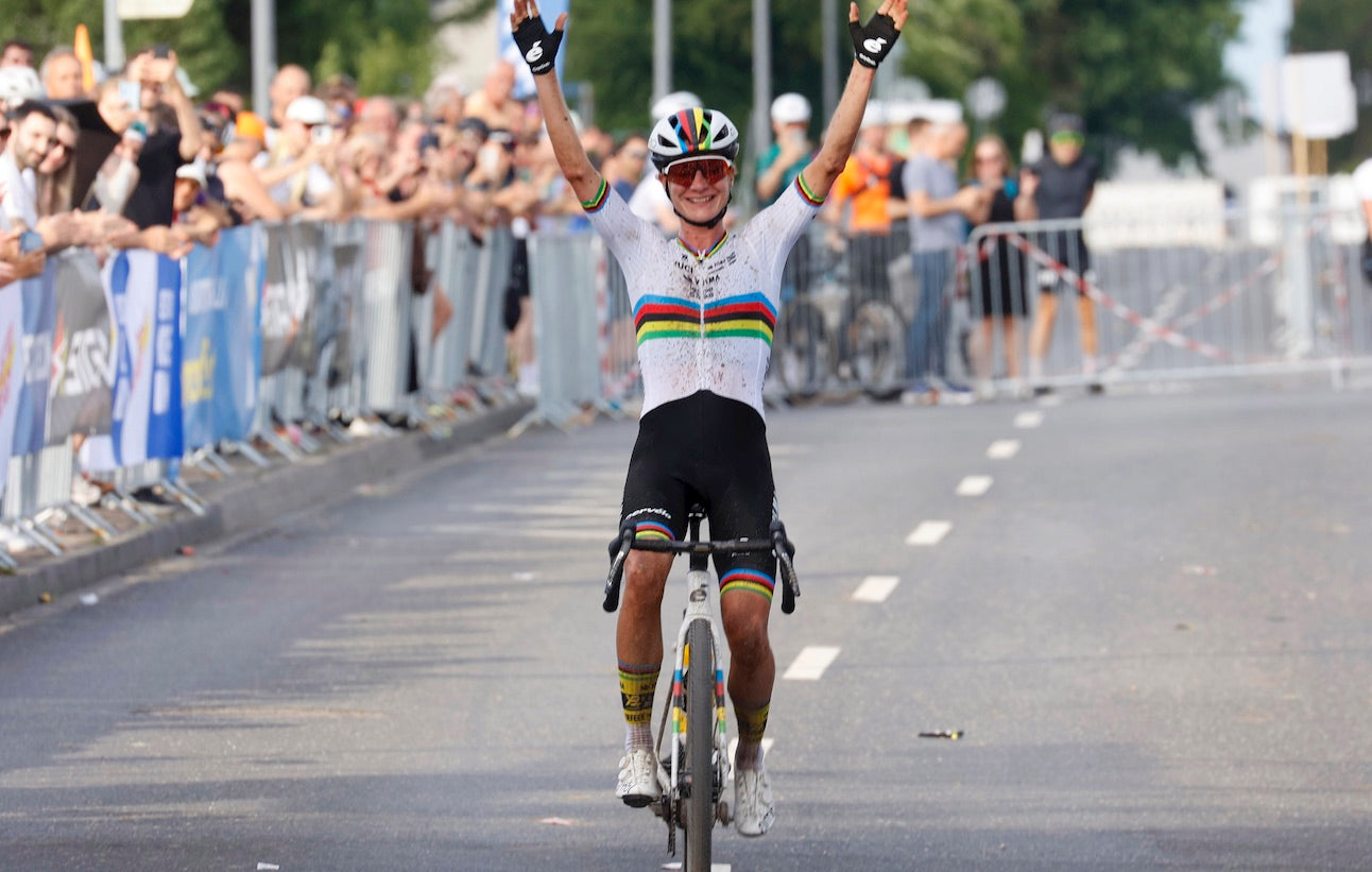 a woman riding the cervelo aspero 5 in a road race. 