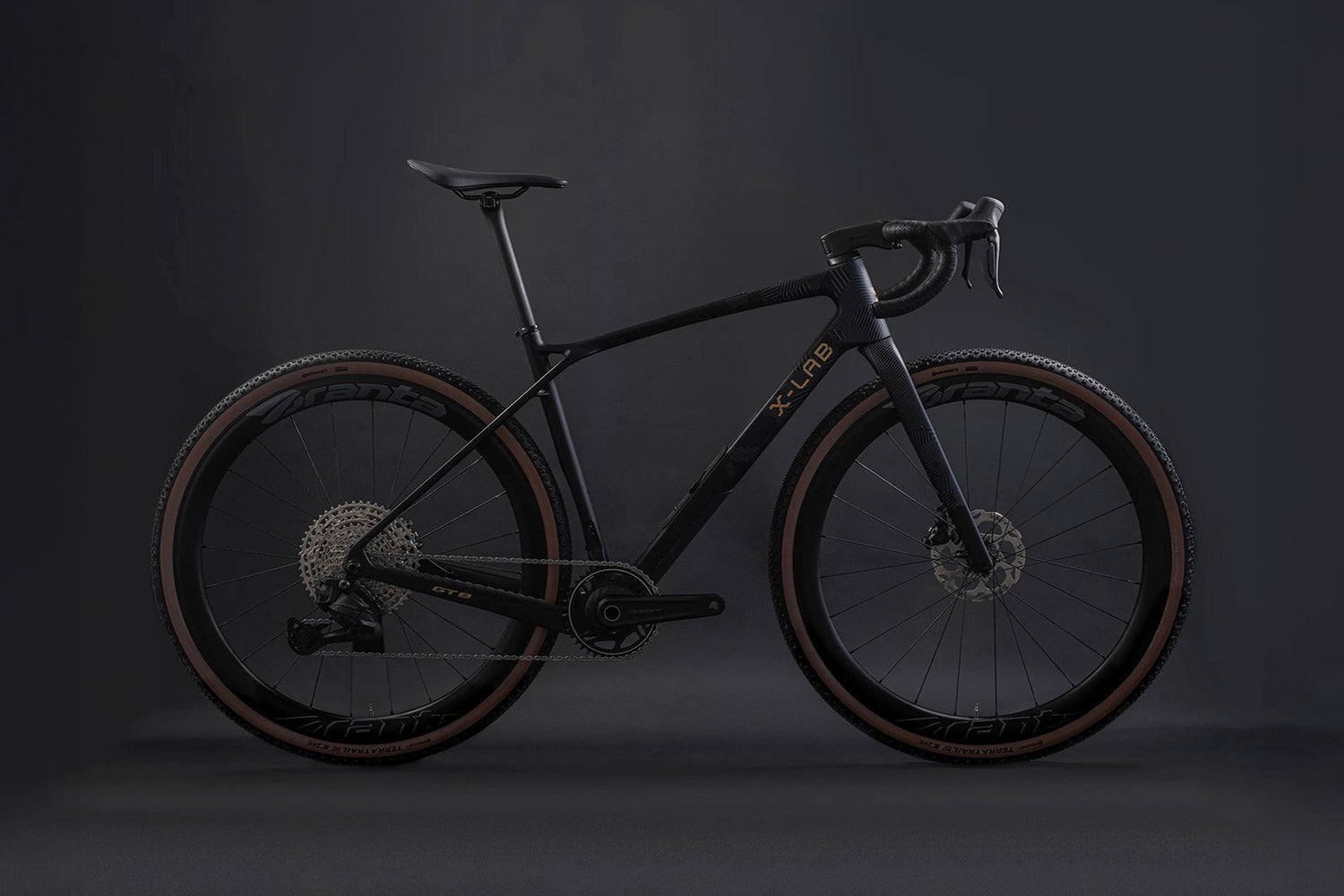Black bicycle on a dark background