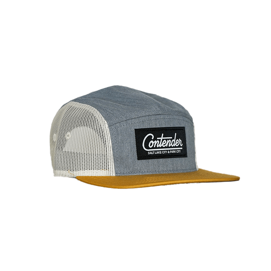 Contender 5-Panel Mesh Hat Apparel Contender Bicycles Heather Grey / Birch / Biscuit 