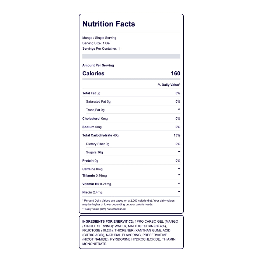 The Enervit Liquid Gel Mango - Single Serving Nutrition