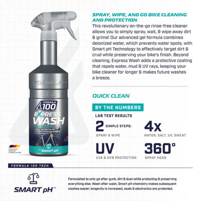 The Formula 100 Quick Clean Express Bike Wash - Spray, Wait & Wipe Clean Use Guide