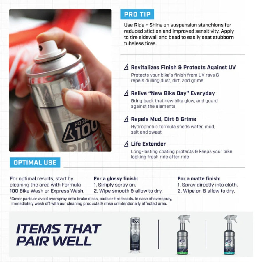 The Formula 100 Ride + Shine Finish Protectant, Rejuvenator & Polish Tips 