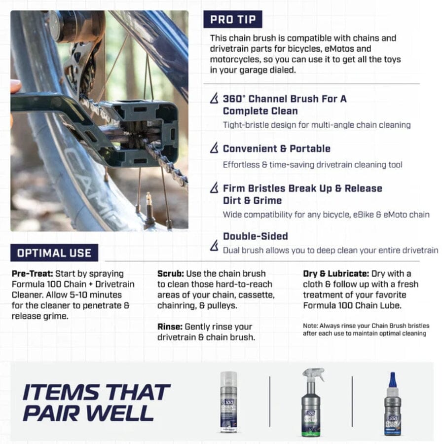 Formula 100 Speed Clean Chain + Drivetrain Brush for Extra Grimy Drivetrains ACCESSORIES Formula 100 