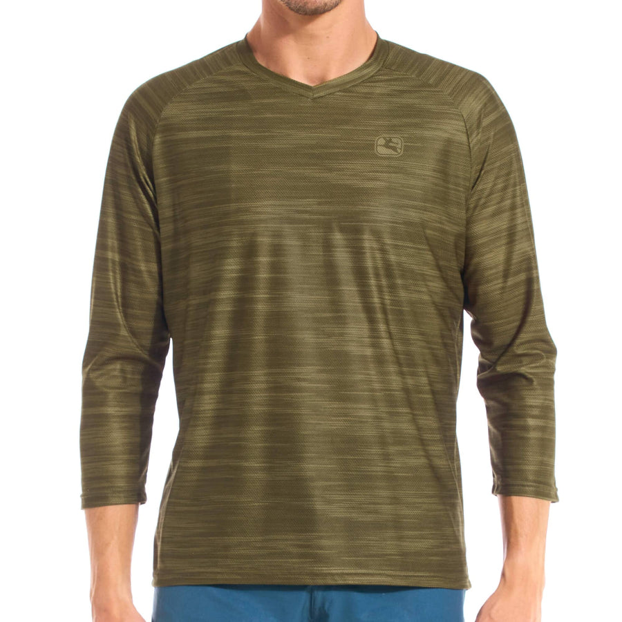 The Giordana Men's MTB 3/4 Sleeve Jersey in Olive Melange
