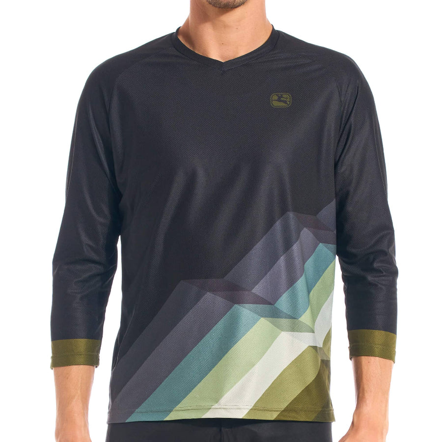 The Giordana Men's MTB 3/4 Sleeve Jersey in Slope Black