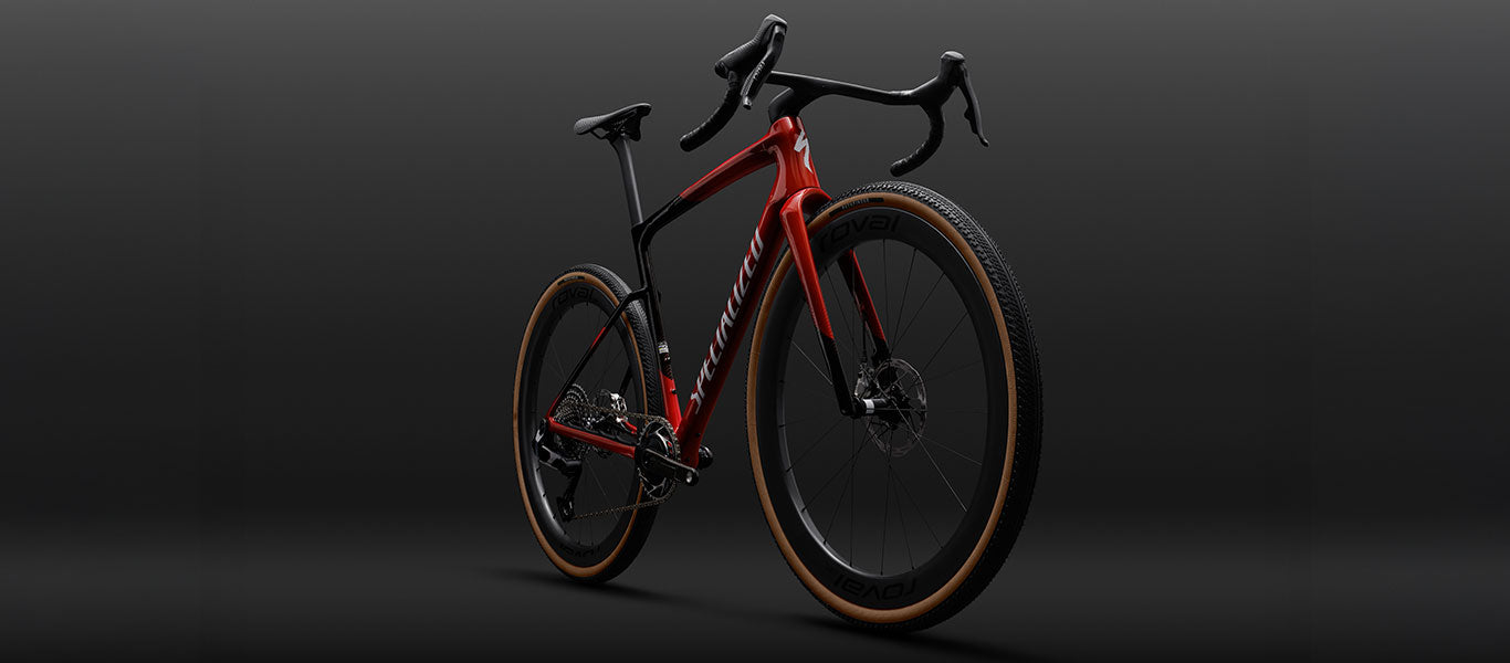 Specialized Crux 5 in red at an angle.