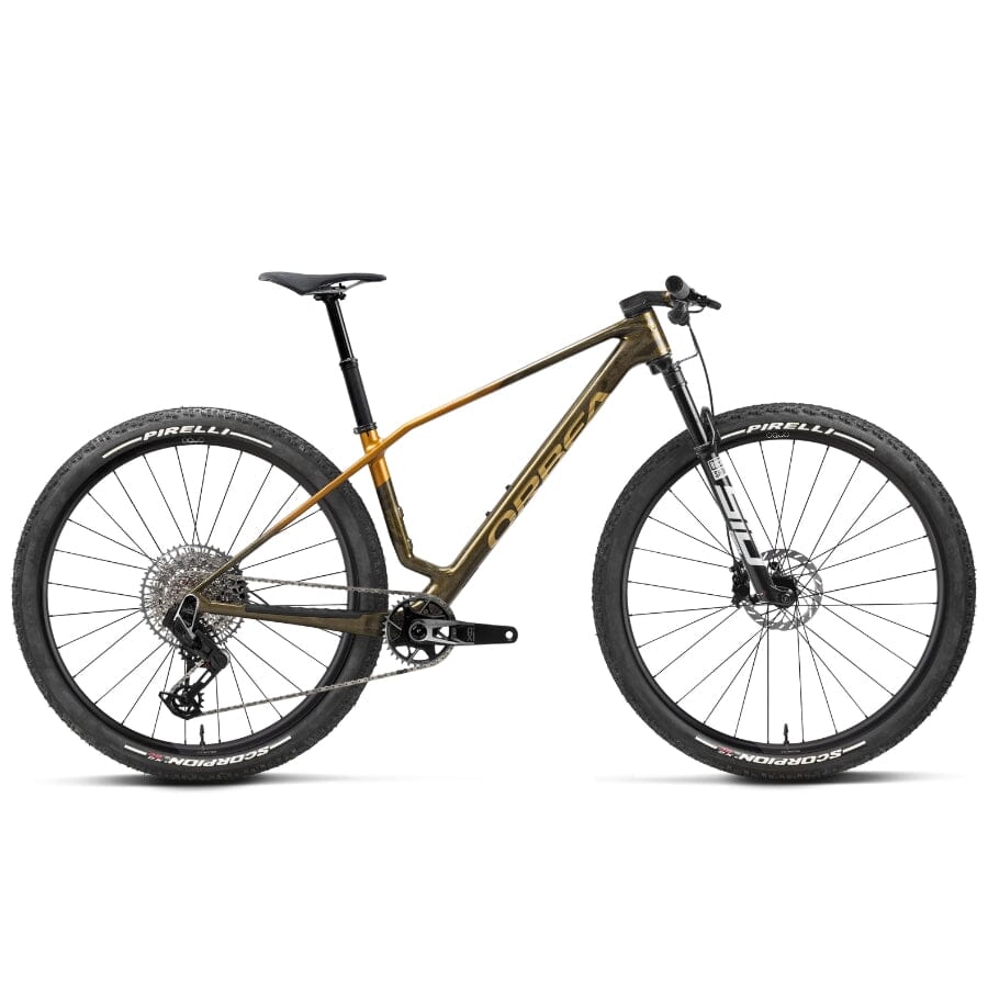 Orbea Alma M-TEAM AXS BIKES Orbea Bikes Caramel Carbon View - Leo Orange (Gloss) S 