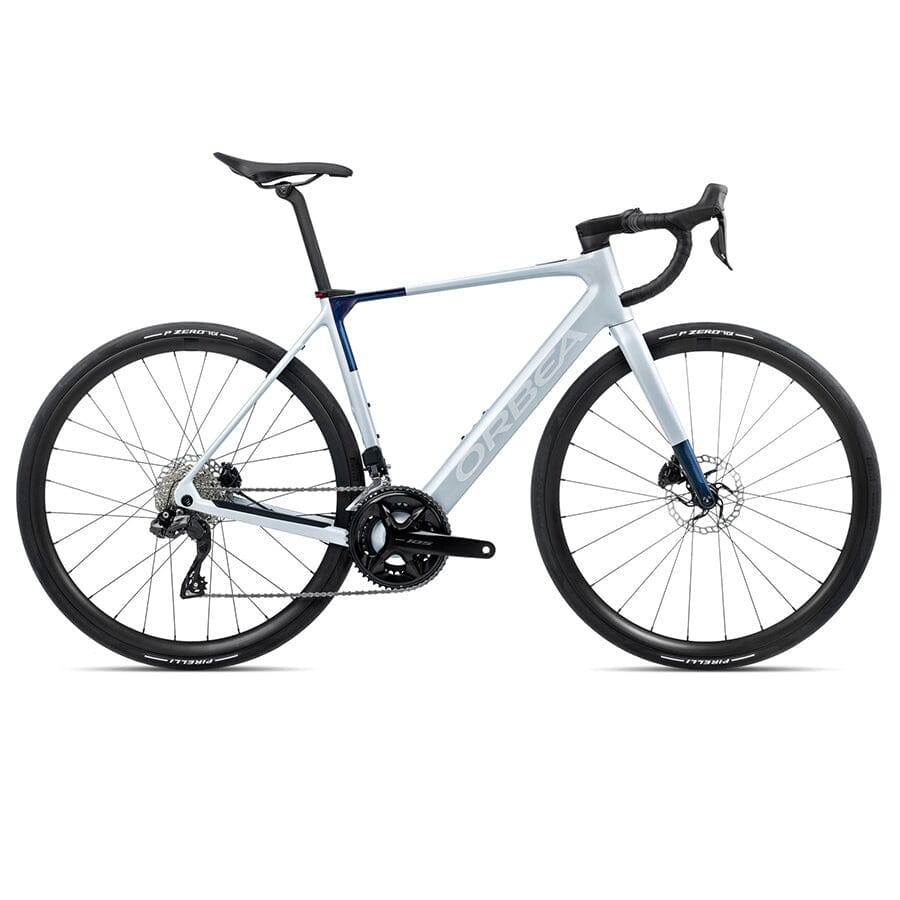 Orbea Gain M30i 20MPH BIKES Orbea Bikes Halo Silver (Matt) - Blue Carbon View (Gloss) M  | Contender Bicycles