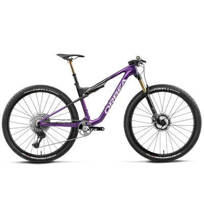 The Orbea Oiz M-TEAM FACTORY 2027 in Royal Plum - Diamond Black Carbon View (Matt)