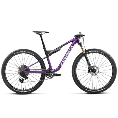 The Orbea Oiz MTEAM AXS 2027 in Royal Plum - Diamond Black Carbon View (Matt)