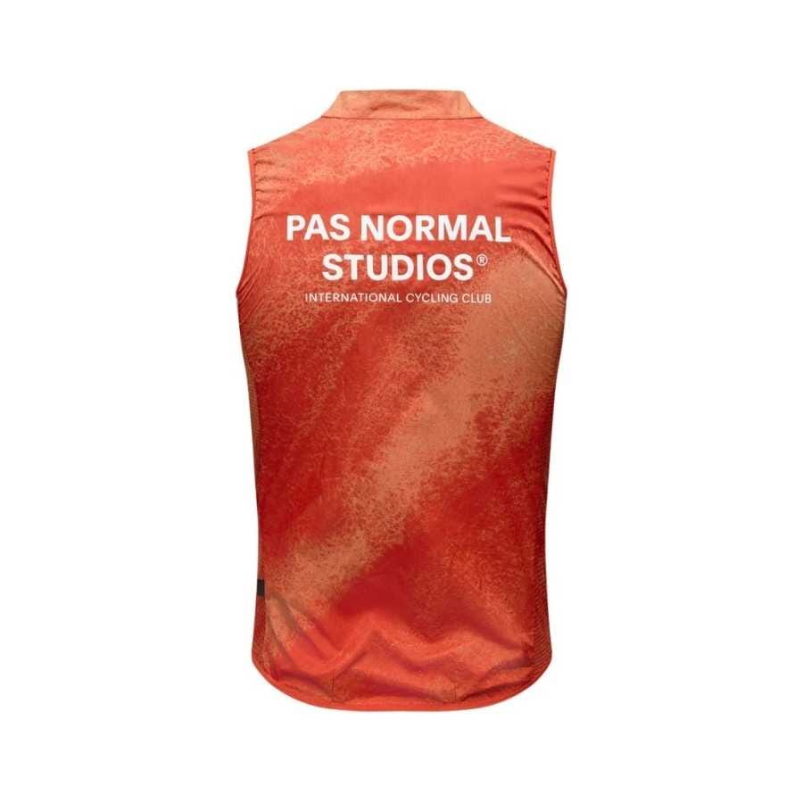 Pas Normal Studios Mechanism Stow Away Gilet Hibiscus Orange Back View
