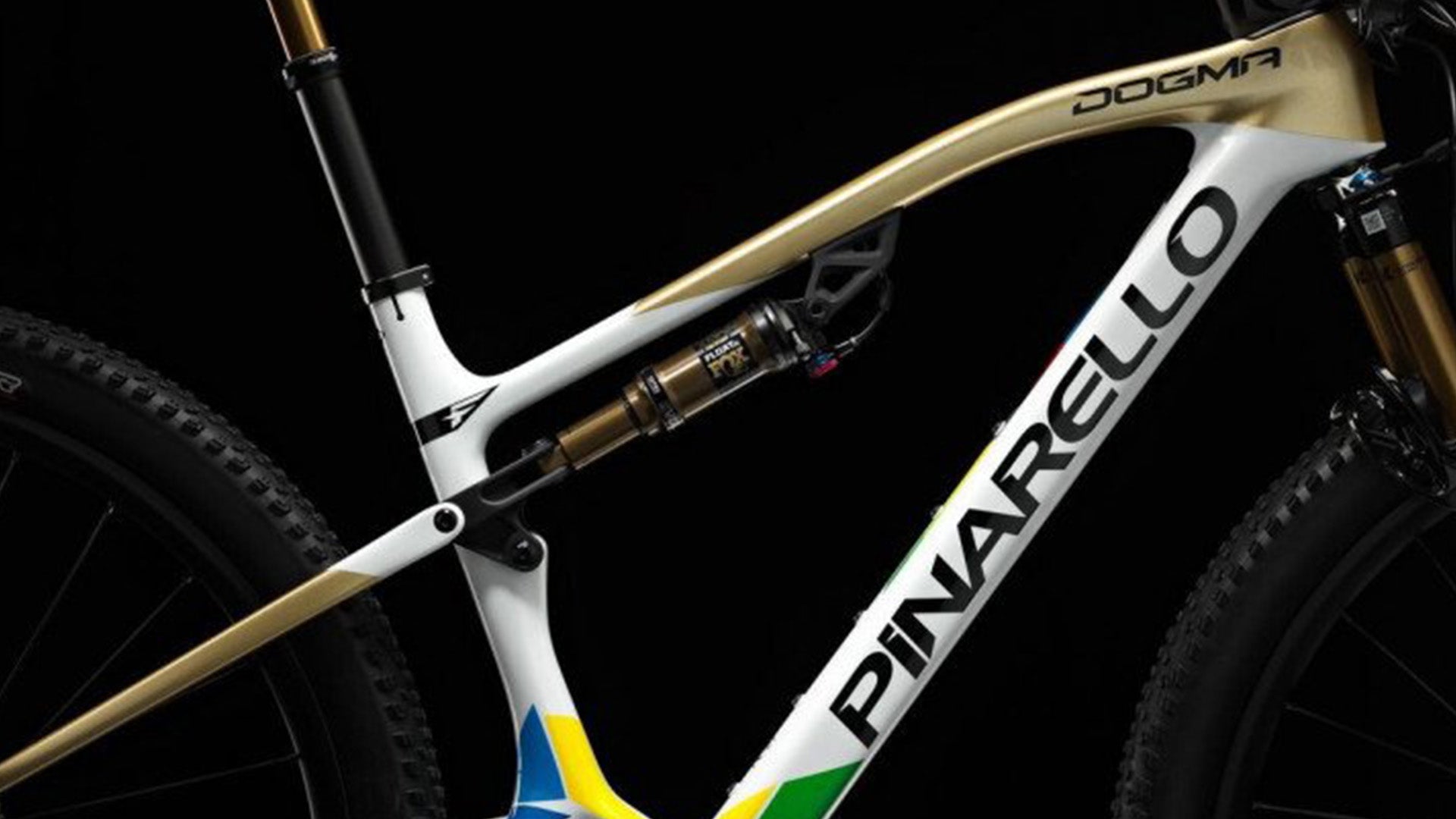 A detailed shot of the Pinarello dogma XC Cross Country Bike