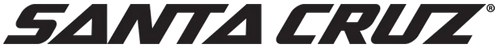 Santa Cruz logo with black bold lettering that italicized 