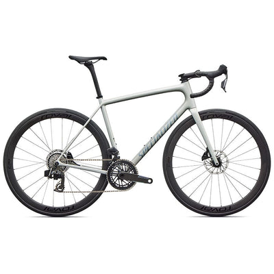 Specialized Aethos 2 Expert AXS BIKES Specialized Bikes Gloss Dolomite Metallic / Blue Pearl Over Shadow Silver 52