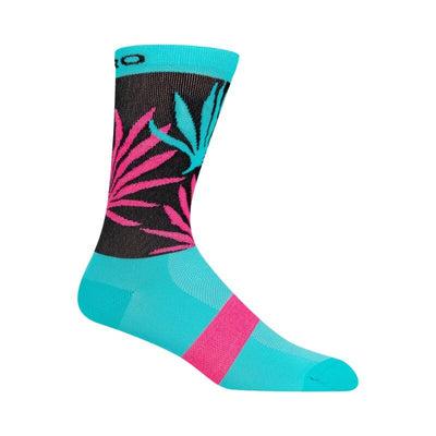 Giro Comp Racer High Rise Sock Apparel Giro Screaming Teal/ Neon Pink Palms M 