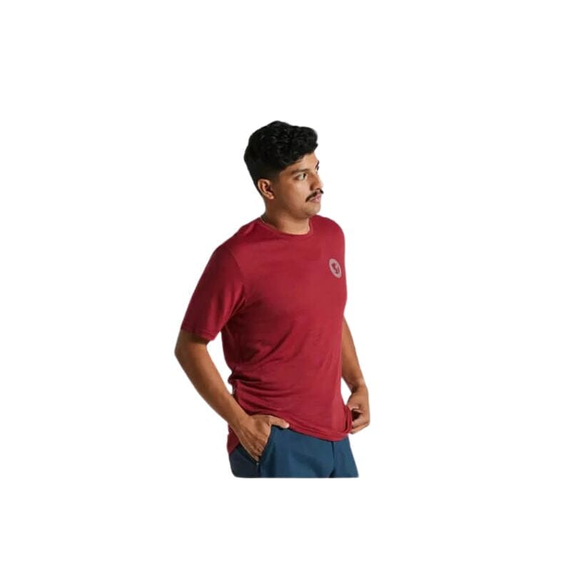 Specialized Men's Specialized/Fjällräven Wool Short Sleeve Tee Apparel Specialized Pomegranate Red XS 