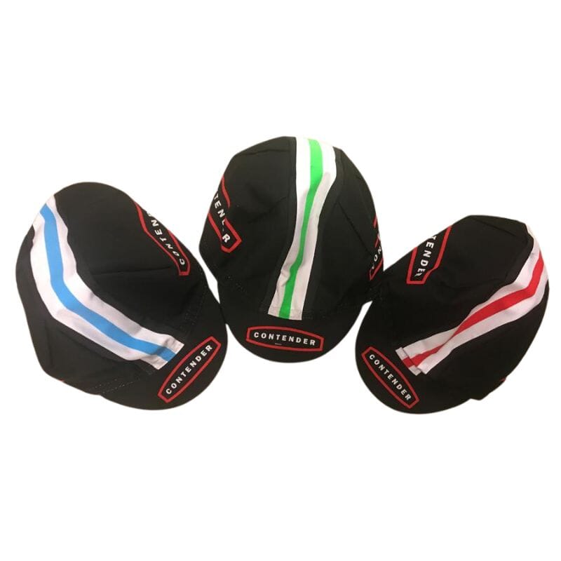 Contender Bicycles Striped Cycling Cap Apparel Contender Bicycles Red 