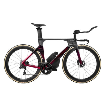 The Orbea Ordu M10ILTD in red with Shiman DuraAce and carbon wheels