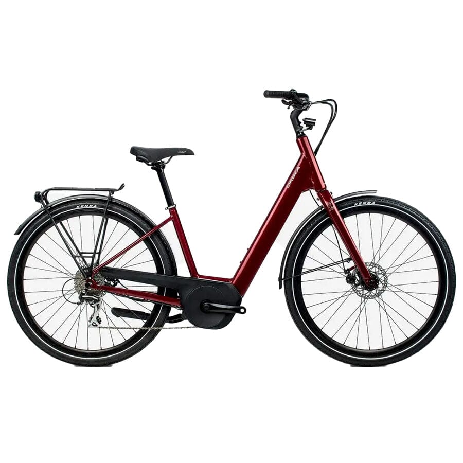 2022 Orbea Optima E50 20mph Bikes Orbea Bikes Metallic Dark Red S 