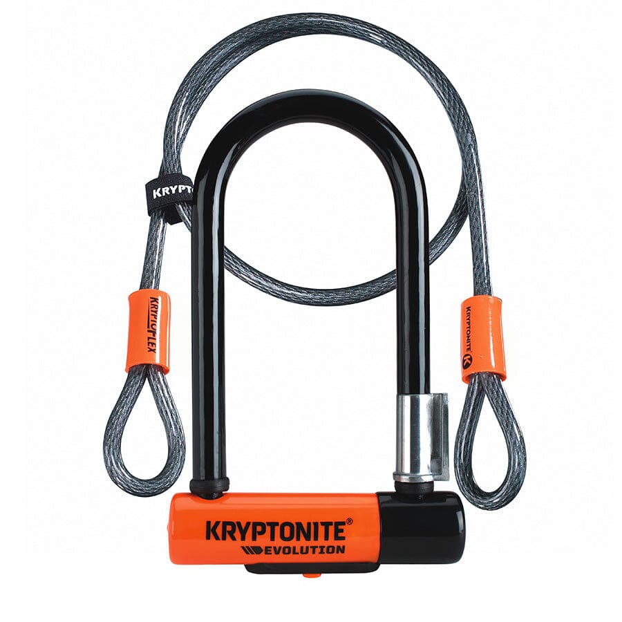 Kryptonite Evolution Mini-7 Key Lock w/ 4' Flex Cable Accessories Kryptonite Orange 83x178mm (with 122cm cable) / 3.25''x7'' + 4' / 13mm Thickness 