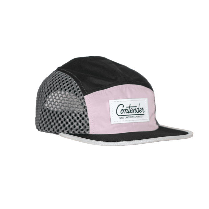 Contender Lightweight Five Panel Ventilated Hat Apparel Contender Bicycles Pink / Black / Asphalt 