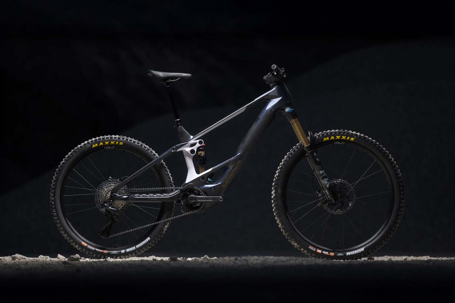 Mountain bike on a dark background.