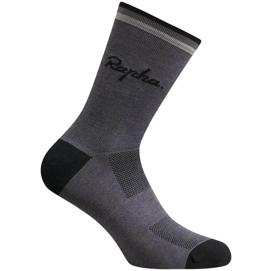 Rapha Logo Socks Apparel Rapha Grey Marl/Black/Grey MD 