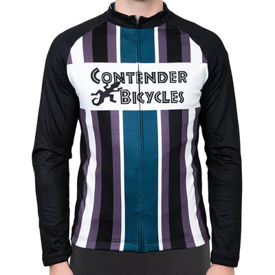 Contender Gecko Retro Long Sleeve Jersey Apparel Contender Bicycles Purple/Green 2XL 